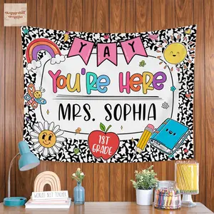 Personalized Teacher Classroom Tapestry, Teachers Name Classroom Banner, Groovy Classroom Decor, Gift for Teacher, Back to School Tapestry