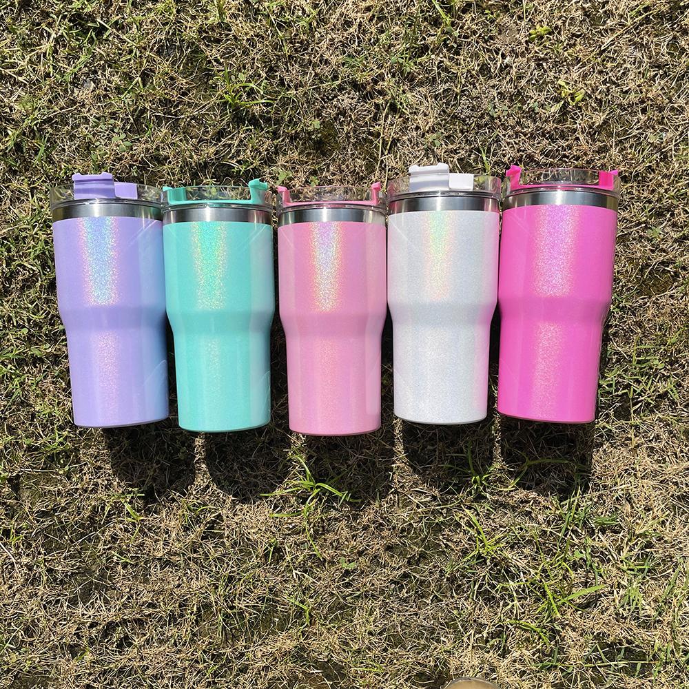 25pcs 20oz Colors Shimmer Blank Sublimation Tumblers Kids Sparkly Tumblers Mugs For Sublimation and UV DTF Wraps