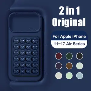 Luxury Suction cup holder phone case Protective Case Compatible with Iphone 17 14  12 11 13 15 16 Pro Max 16 15 14 Plus 16 E 17 Air Solid Color Business Minimalist Luxurious Shockproof Phone cover Casing Accessories