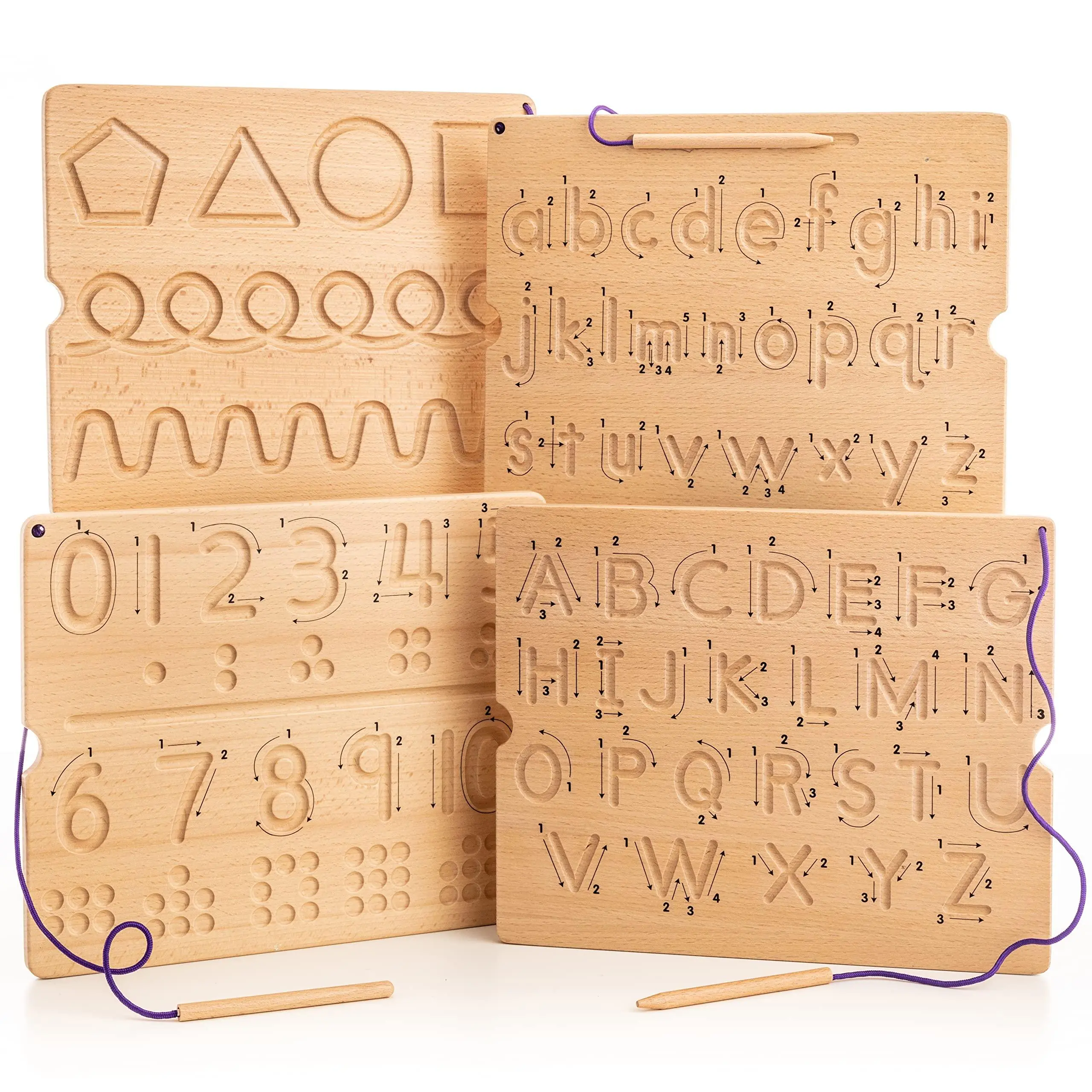 Learn To Write - Number & Letter Tracing Boards With Direction Arrows Wooden Alphabet Learning Montessori Toys 4+ Year Old Writing Tools Beginner Classroom Haves