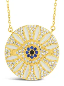 CZ Evil Eye & Enamel Petal Pendant Necklace CZ Evil Eye & Enamel Petal Pendant Necklace