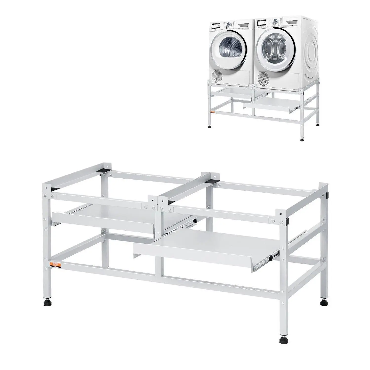 Electrolux Laundry Pedestal - Carbon Steel Washer & Dryer Stand, 48.5x25in, 590 lbs/267 kg Load Capacity, Double Storage Shelves, Noise Reduction, Quick Assembly, Universal Compatibility, Standard Version, Father's Day Gift Option for Laundry Room