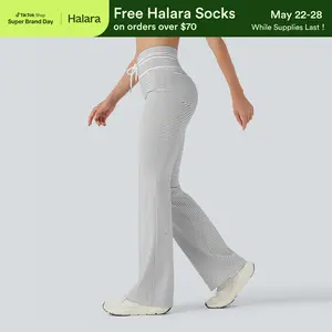 【Creator’s Pick】Halara High Waisted Drawstring Stripe Flare Yoga Pants with Pockets