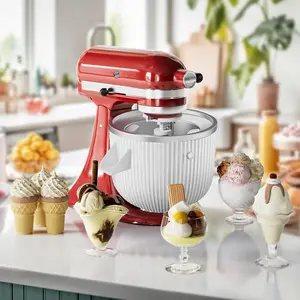 Ice Cream Attachment for Stand Mixer, Fits 4.5-5Qt Tilt-Head & 6-7Qt Bowl-Lift Mixers, 2-Quart Frozen Dessert Maker for Ice Cream, Sorbet & Gelato