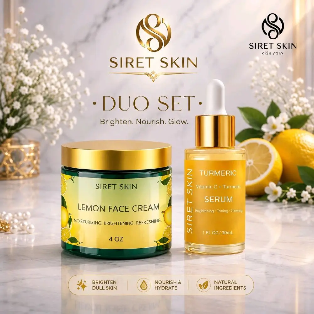 Duo Set - Siret Skin Lemon Face Cream & Turmeric Vitamin C Serum