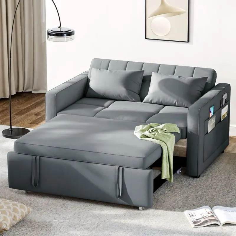 Modern Convertible Comfy Sleeper Sofa 3-in-1 Pull Out Bed Sofa Loveseat Couch