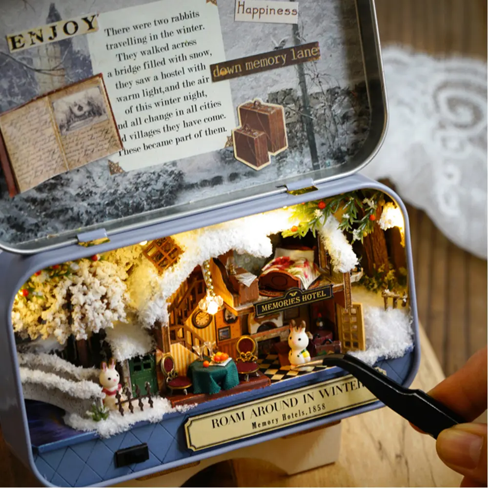 Cuteroom Miniature Model Kit, DIY Wooden House Puzzle Set, Miniature Houses, Creative Craft Kit with Accessories, Perfect Gift for Friends, Christmas gifts，No Tools Included, Miniature Furniture