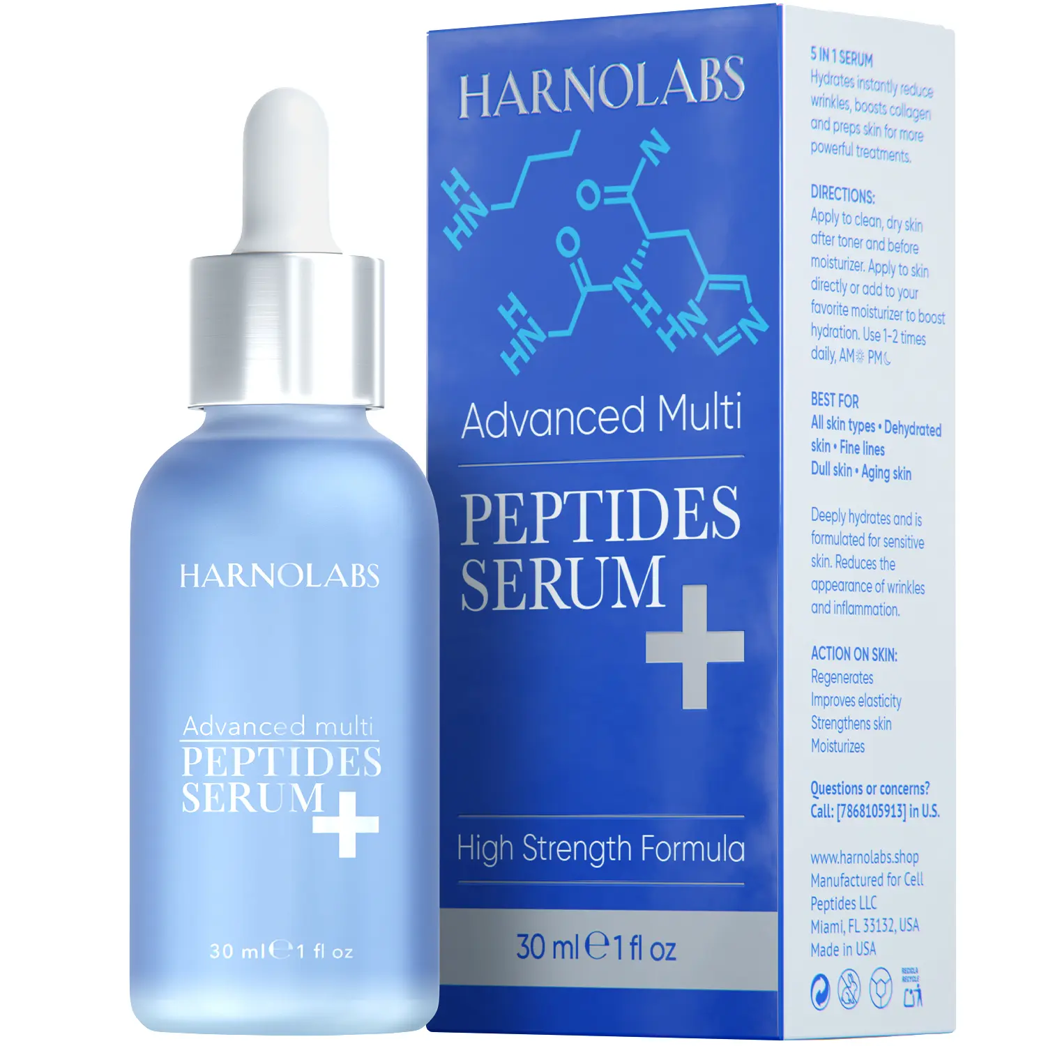 Multi-Peptide + Copper Serum with Niacinamide – Anti-Aging Facial Serum to Boost Collagen, Smooth Fine Lines, and Hydrate Skin – 1 fl oz