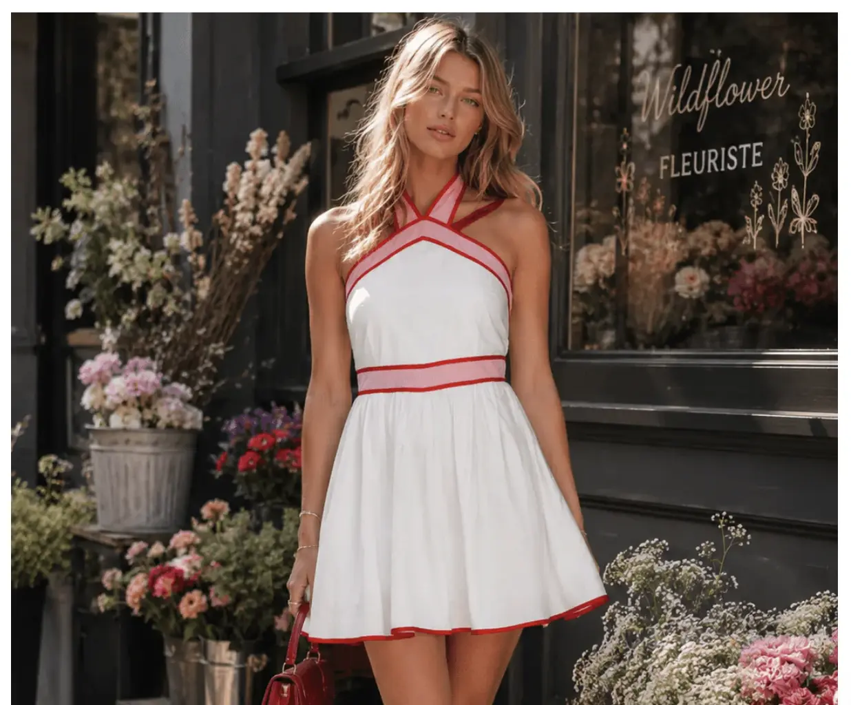 WOMEN'S SLEEVELESS HALTER NECK OPEN BACK FRONT POCKET FIT & FLARE MINI DRESS
