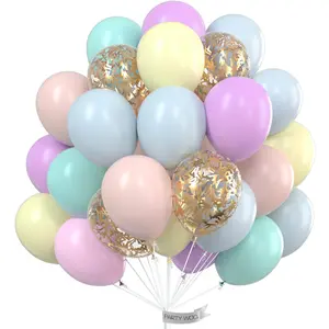 PartyWoo Thick 12-Inch Round Pastel Latex Balloons, 66pcs Floatable Set for Wedding, Birthday Party Decorations