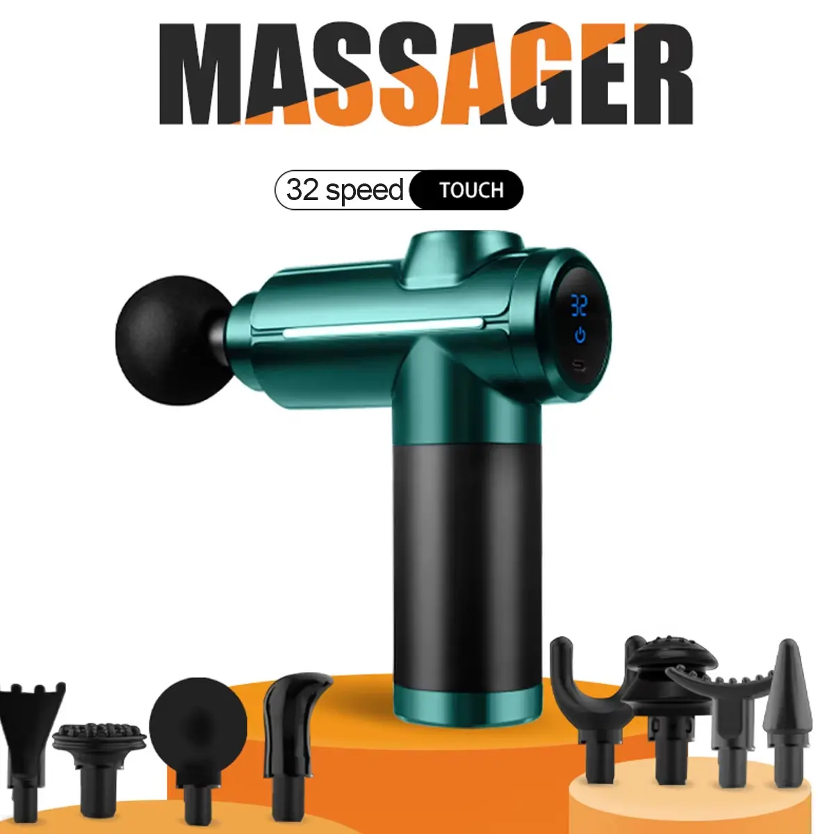electric massager,, 8 massage accessories,  6-speed deep tissue massage, back, tissue and neck impact massager Muscle comfort Handheldd relaxation Ultra-quiet and smart, easy to carry massager shoulder
