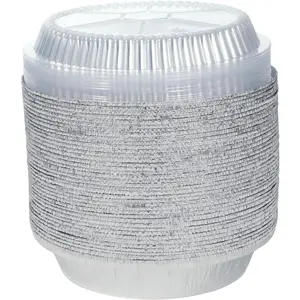 40pack 9" Round Aluminum Foil Pans with Clear Lids | Disposable Containers with Straight Walls for Storing, Baking,Heavy duty, Standard Size