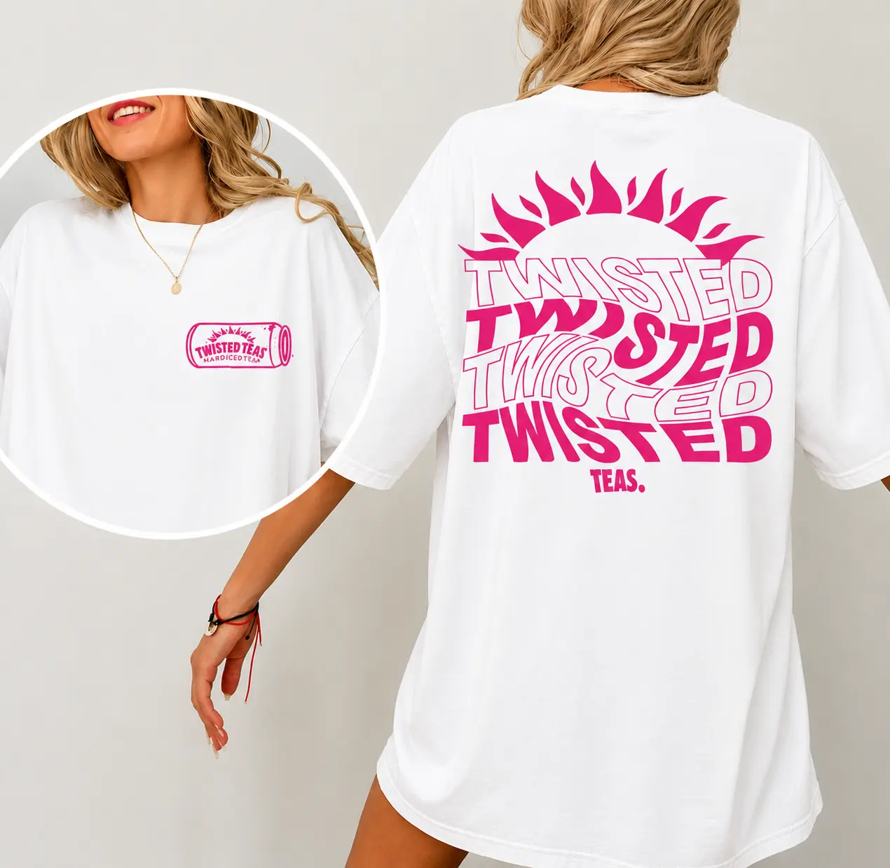 Twisted Tea Vintage-Inspired  Cotton T-Shirt - Double-Sided Print, Drop Shoulder Sleeves, High-Quality Thick , Round Neck, Casual Streetwear Top