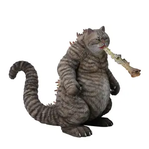MMOS X JXK Catzilla Figurine for Home Decor Meowzilla Statue Durable Polyresin Unique Gifts for Cat Lovers