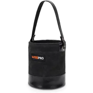 6 Inch Mini Tool Bucket, Mini Tool Bag with Leather Reinforced, Organizer Bucket for Jobsite Carrying Nails Bolts and Heavy Small Supplies