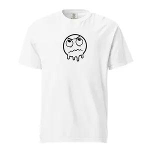 “Uhuh logo…. unconvinced and agitated smiley emote” Unisex garment-dyed (dtg-print) premium heavyweight t-shirt Uhuh Apparel design for Comfort Colors 1717-  Streetwear