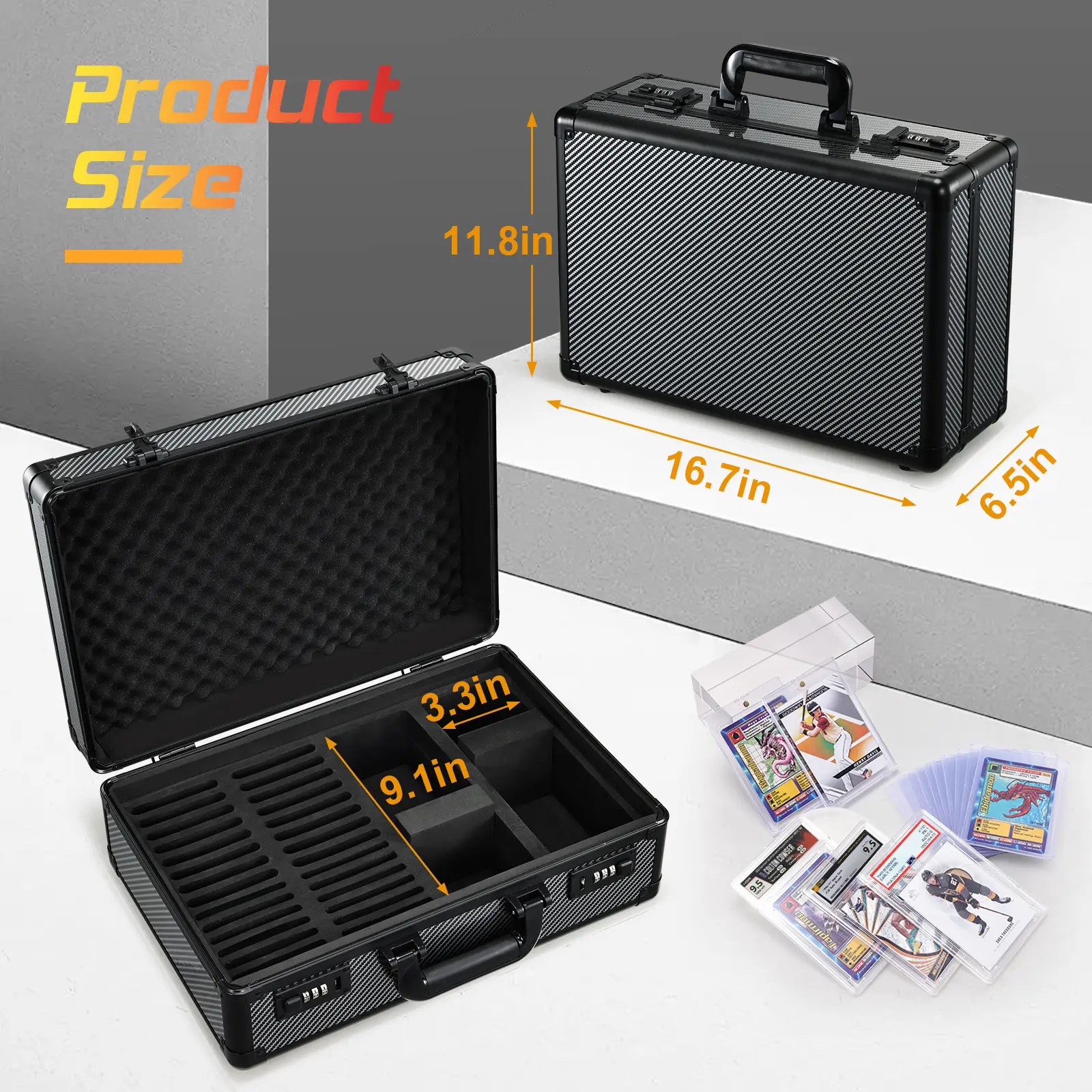 Graded Sports Card Storage Box Trading Card Display Box with Combo Lock Graded  Card Slab Carrying Case Fits PSA BGS FGS & SGC Pokemon MTG Baseball Card  Hobby Box Card Sleeve -