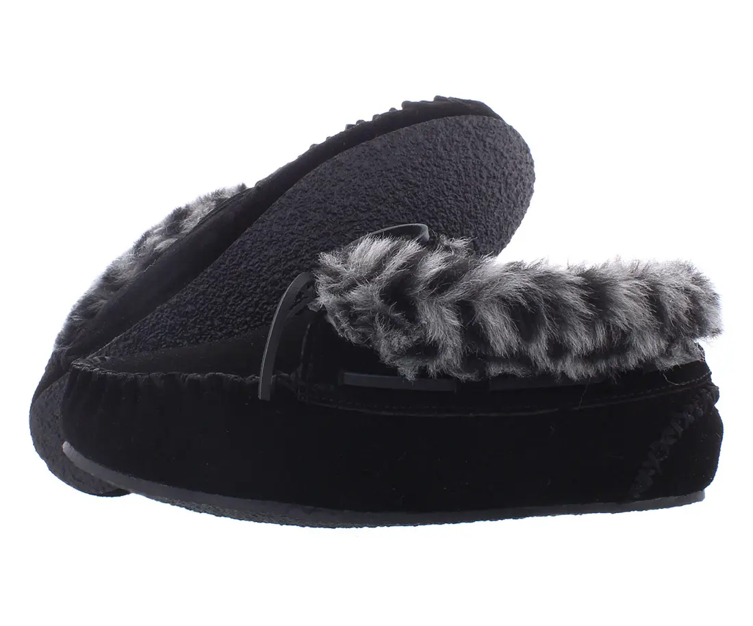 Minnetonka Jacqueline Women's Suede Moccasin, Pile-Lined Casual Slipper Shoes with Braided Accent Footwear, Walking Shoes, Mocassin Slip-On