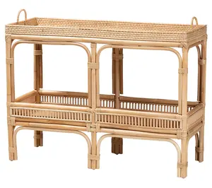 Baxton Studio Lombok Natural Brown Rattan Console Table