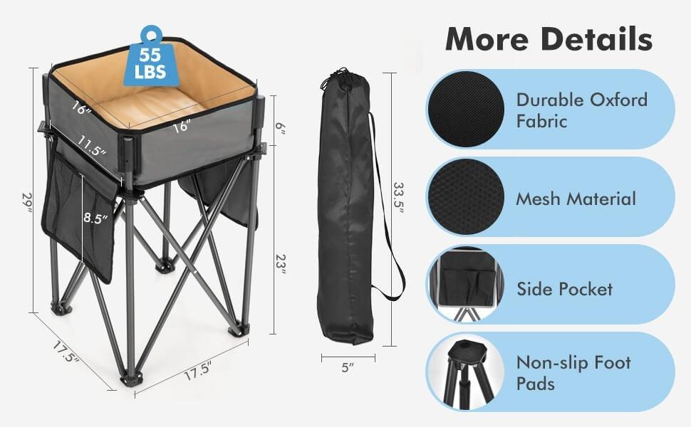 2-Pack Foldable Outdoor Camping Cooler Table Set, Waterproof Leakproof Beverage Cooler Tables with Side Storage & Cup Holders, Portable Folding Tables for Camping Beach Picnic Tailgating