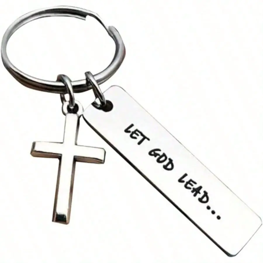 Christian Bible Verse Keychain with Matthew 19:26, Inspirational Cross Keychain, Christian Religious Gift, Birthday Present Stocking Stuffer