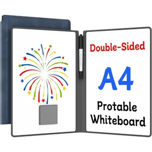 Small 12" x 9" Portable Double-Sided Folding Dry Erase White Board with Pen(Grey)