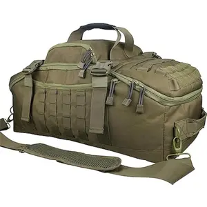 H&D Tactical Duffel Bag - Waterproof Travel Gym Backpack for Men and Women, 3-way Carry (Hand / Shoulder / Backpack), Large Capacity with Velcro, Essential for Fitness, Exercise, Hiking