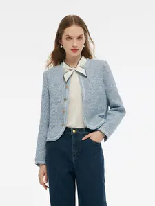 Tweed Round Neck Women Jacket Womenswear Coats