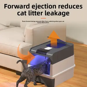 Large Enclosed Cat Litter Box with Lid High Sided Hood Scoop Top Front Entry Leak Proof Jumbo Drawer Charging Sterilization Odor Control Closed Cat Toilet for Big Cats