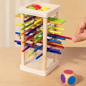 Wooden Board Games, 30 Colorful Sticks Dice Game with 12 Balls, Family Game for Kids and Adults, Math Educational Toys for 3 4 5 6 Years Old, Fine Motor Skills Toy Gifts for Boys and Girls