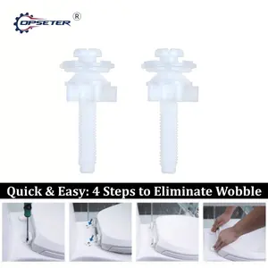 OPSETER Toilet Seat Screws Replacement White Plastic Toilet Seat Hinge Bolts Screws with Nuts for Top Mount Toilet Seat Hinges