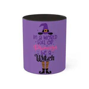 Princess/Witch HH (Violet) Mug - Colorful Ceramic Coffee Cup, 11oz - Fun Halloween Novelty Gift, Cute Tea Mug, Unique Kitchen Decor, Witchy