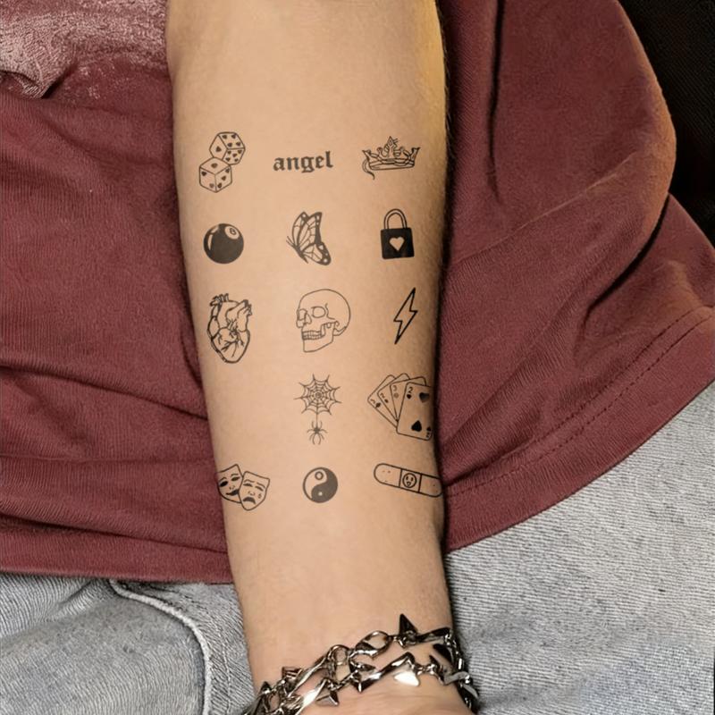 Breathable Herbal Temporary Tattoo for All-Day Comfortable Wear with Unique Designs and Versatile Styles Featuring Angel Crown Butterfly and Lock Motifs temporary tattoo sticker