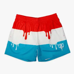 Baseball Lifestyle 101 "Ice Cream Drip" Mesh Shorts – Men’s & Youth Summer Streetwear, Breathable Red, White & Blue Graphic Athletic Shorts for Gym, Beach & Sports