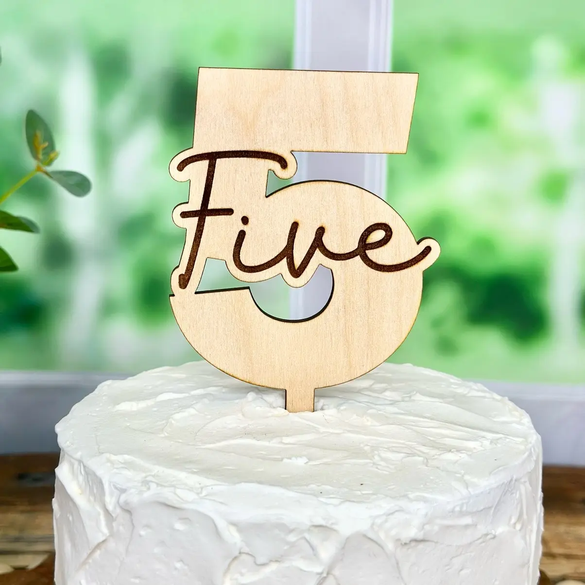 Wood Number Cake topper
