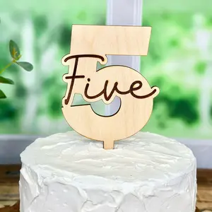 Wood Number Cake topper