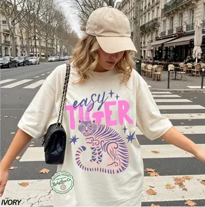 Easy Tiger Comfort  T-Shirt, Retro Tiger Shirt, Tiger Graphic Tee, Trendy Boho Shirt, Cool Tees for Women, Retro Vintage Tiger Shirt