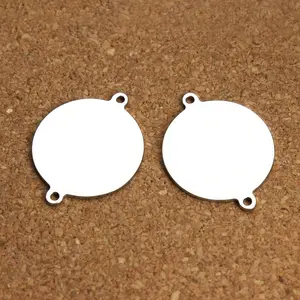 10pcs/lot Round Stainless Steel Pendant With Two Hole For Simplicity Jewelry Making DIY Necklace Charms Accessories