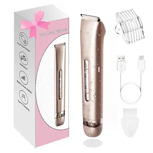 2 in 1 Women Electric Shaver Dual Head Bikini Trimmer for Women IPX7 Waterproof Wet & Dry Use Body Hair Trimmer and Facial Hair Remover for Bikini Underarm Leg Arm Body Face