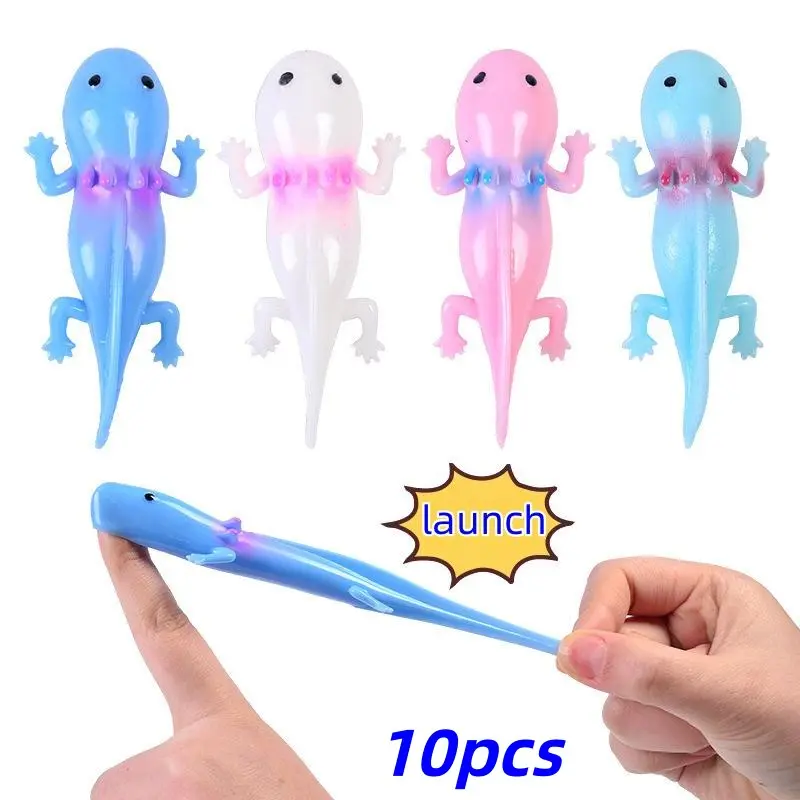 10 Pcs Flying Salamander Finger Toys, Party Gifts, Sticky Rubber Dinosaur Launchers, Stress Relief Toys, Interactive Play, Birthday Gift Bags, Christmas Presents