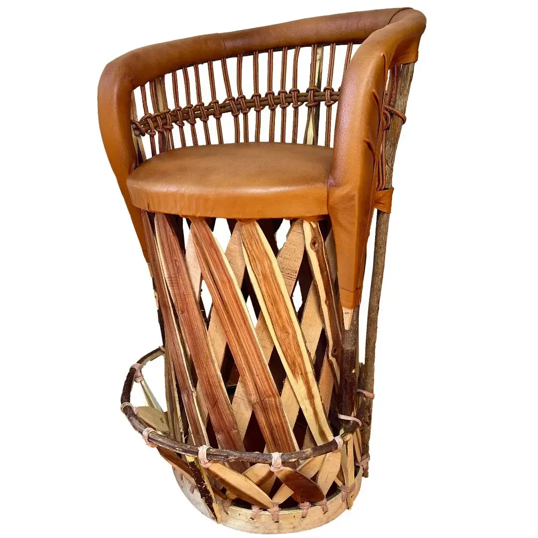 Mexican Barstool Handmade Cushioned Equipal Acapulco Chair-  Traditional