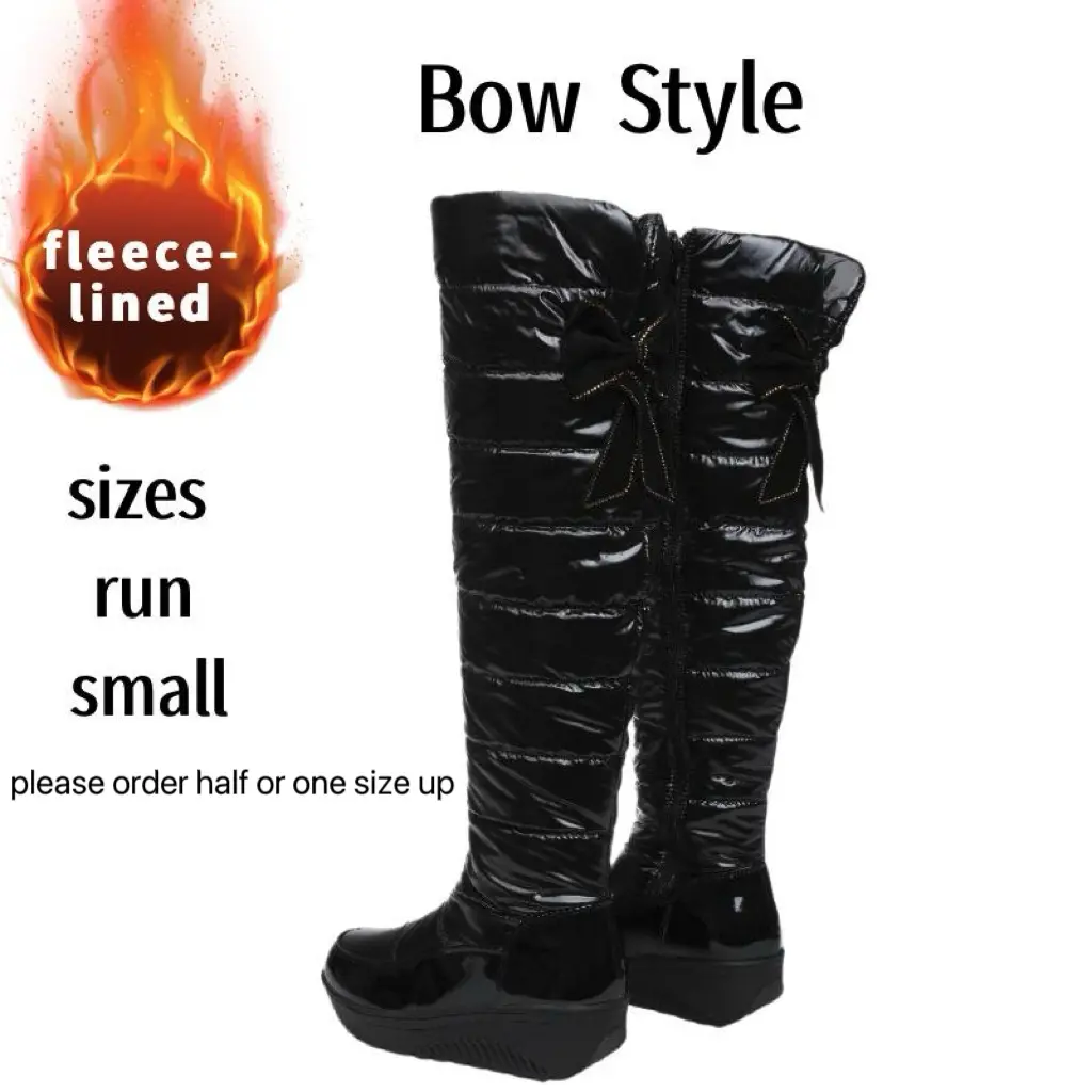 AMINUGAL Women's Winter Knee-High Boots - Thick-Sole, Warm Velvet-Lined, Rubber Insole Shoes with Round Toe Design for Casual Wear
