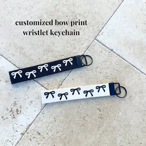 Bow Print Keychain Wristlet - Stylish Design, 6" Length, 1" Width, Featuring Cute Charm, 100% Cotton & High-Quality Vinyl Material keychain perfect gift keychains