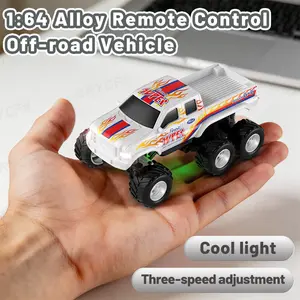Mini Remote Control Truck with Trailer Toy Boat, 1:64 Truck Remote Control Car with Lights, Rechargeable Racing Toy, Stress Relief Desktop Entertainment, Valentine Birthday & Christmas Gifts for Kids & Boyfriend