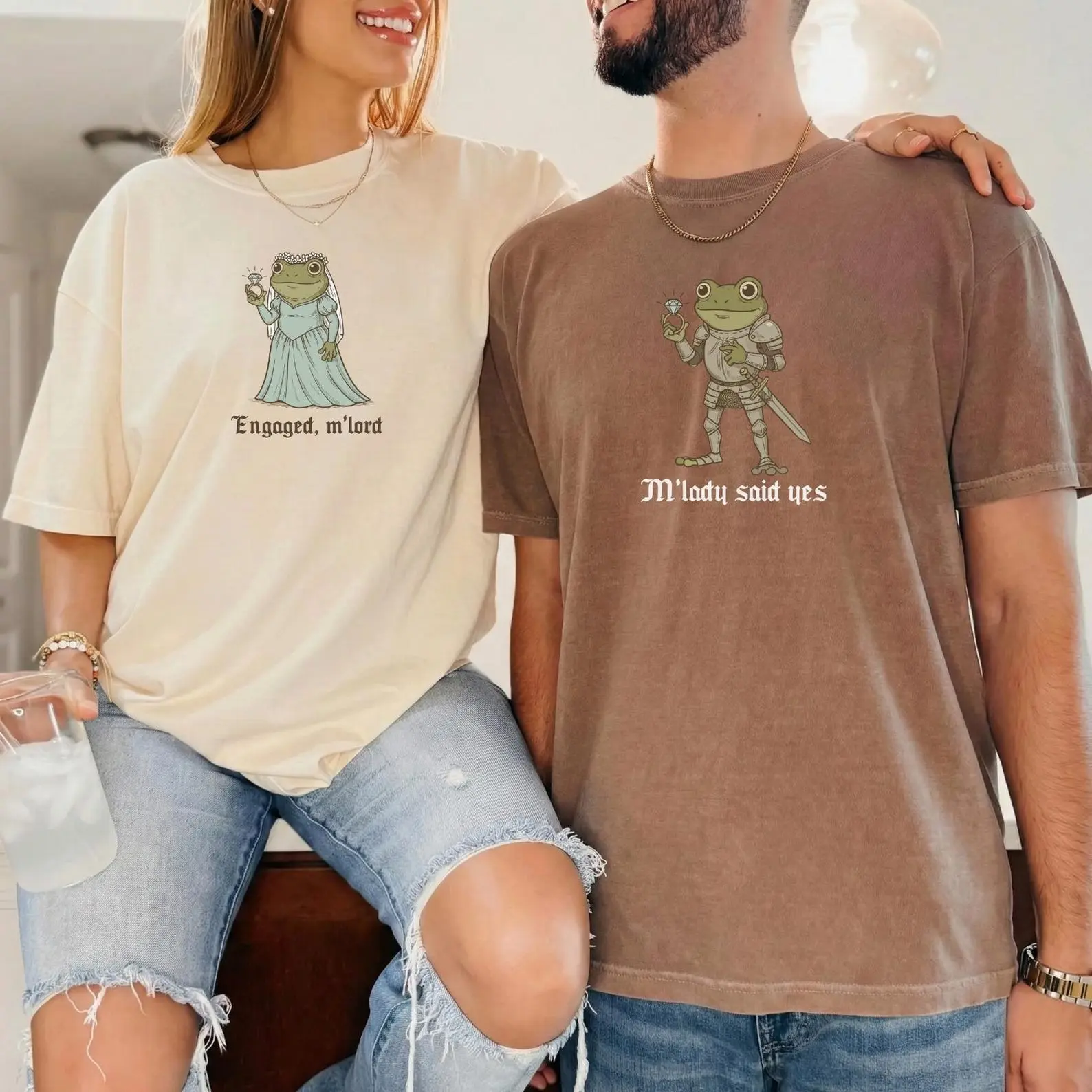 Funny Frog Engagement Shirt, Matching Couples Tee, Snarky Relationship Humor Shirt, Engagement Announcement Gift,Tshirt for Fiancee & Fiance