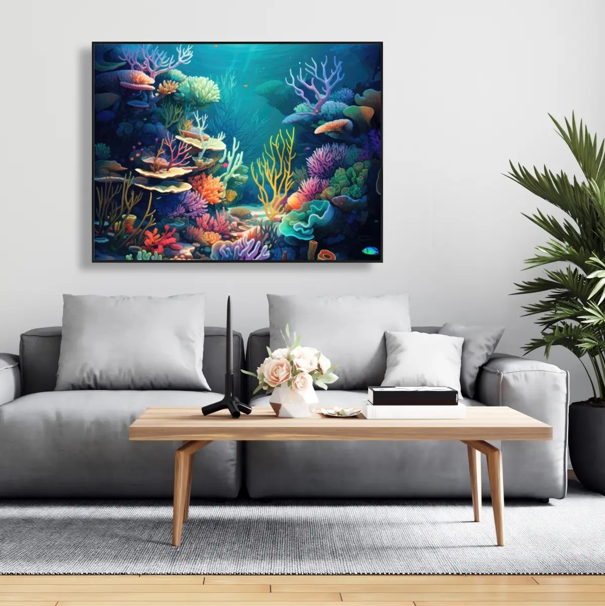 Pictorem C1FC3648N3LGOU 36 x 48 in. Filled with Life - Turquoise Framed Canvas Wall Art