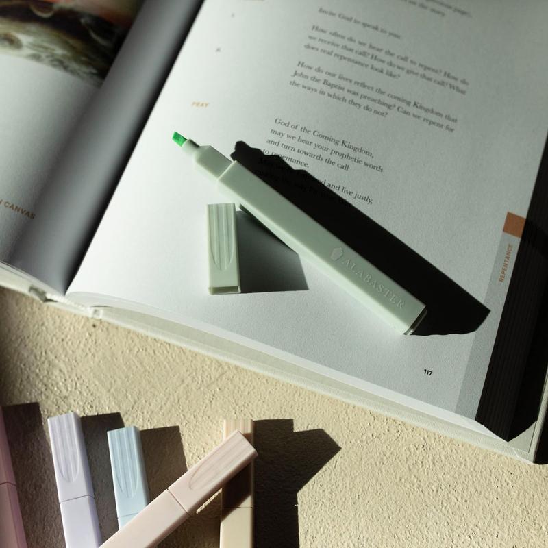 Alabaster Bible Highlighters - No Bleed Highlighter, 6 Pcs, Chisel Tip, Muted Pastel Color, Pastel Set, Aesthetic Bible Study Supplies bible journaling