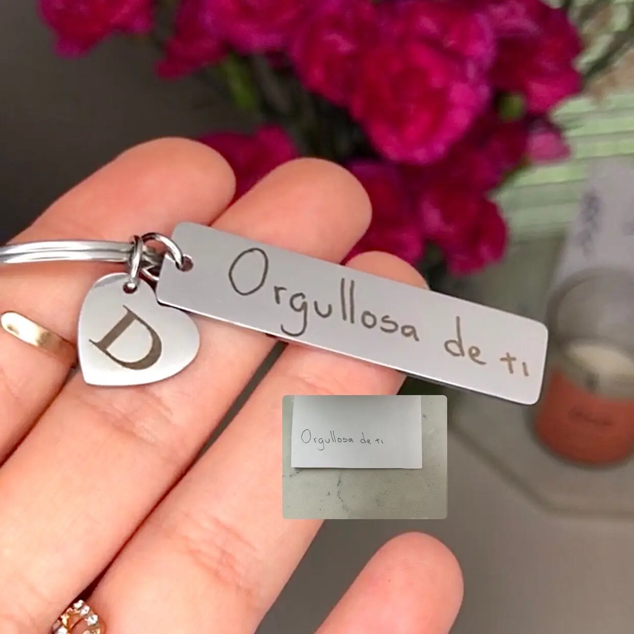 Handwriting Keychain - customized Keychain - signature Keychain - handmade Keychain- Keychain for women and men