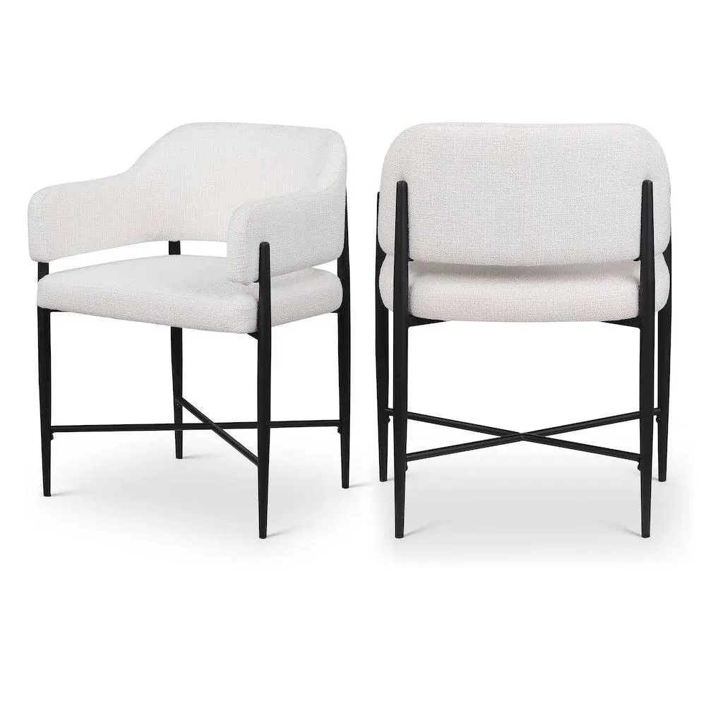 Dame Cream Fabric Upholstered Dining Chair, Set of 2