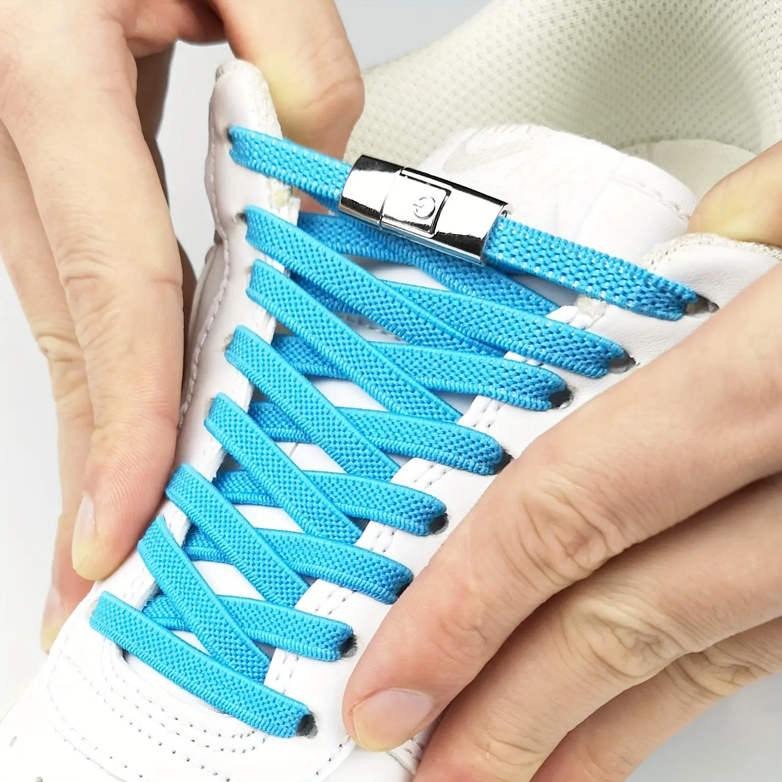 4 Piece Set of Easy Clip No-Tie Elastic Shoelaces, Colorful Press Button Design, Comfortable Metal Ends
